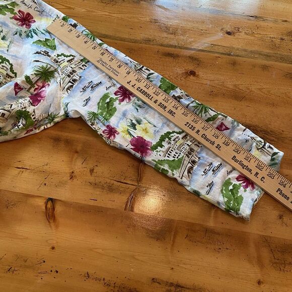 Cynthia Rowley Blouse Womens 1X Almalfi Coast Linen Floral Button Resort wear - Picture 10 of 10